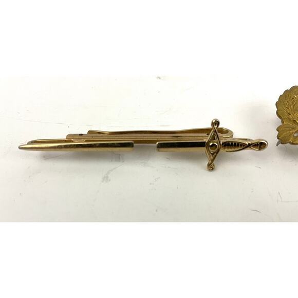 VTG Lot of 3 HICKOK Arrow & Sword Gold Tie Bar ROTC Dress Uniform Wreath SIGNED - Picture 4 of 14